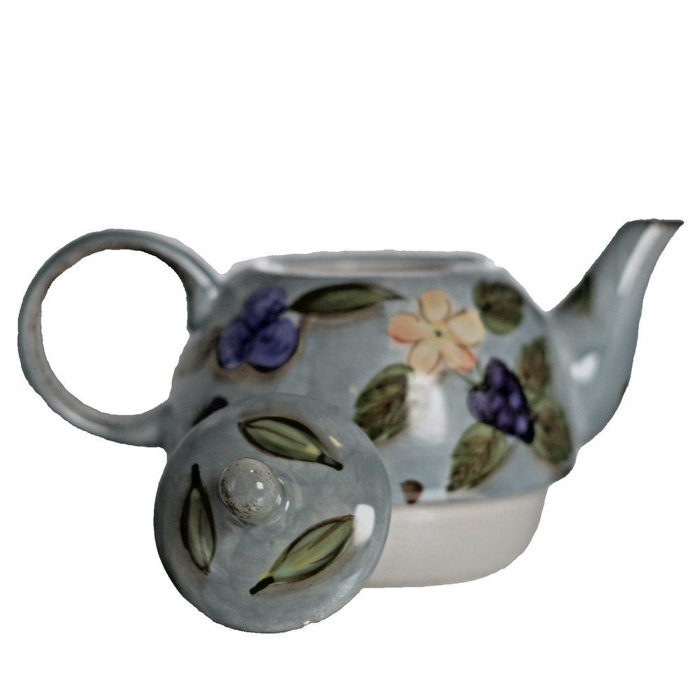 Vintage MESA INTERNATIONAL Blue Fruit Teapot for One Cup & Pot with Lid - Picture 7 of 16
